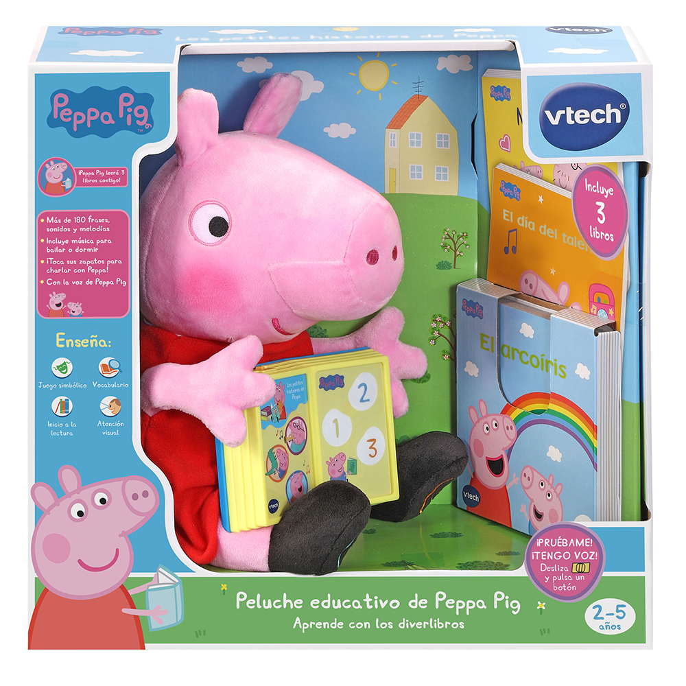 VTech - Peluche educativo de Peppa Pig Aprende con los diverlibros de peppa